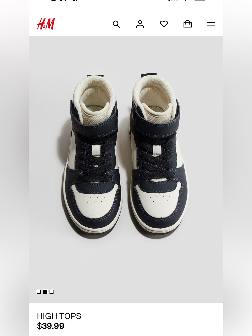 H&M Navy Blue and white High Tops, NWOT, size 12 toddler